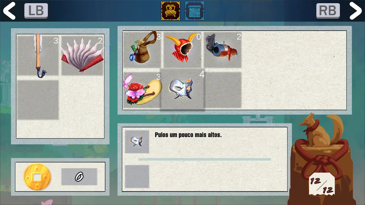 No-Hi item screen, where the player combines gear to customize their playstyle.